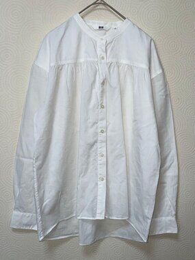 Notewo White Shirt Blouse Long Sleeve Casual Simple Plain Cotton M